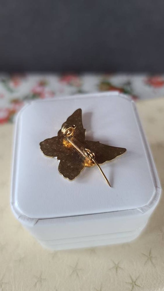 Vintage Cloisonne Butterfly Brooch - image 8