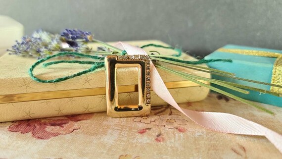 Parklane Rectangular Rhinestone Gold Pendant - image 5