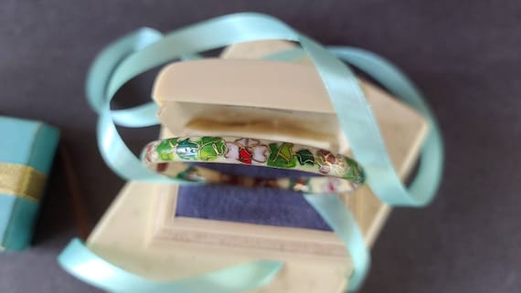 Cloisonne Floral Bangle Bracelet - image 2