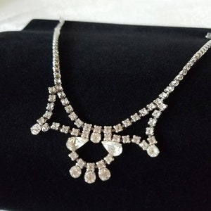 Vintage Rhinestone Necklace, Bridal Jewelry