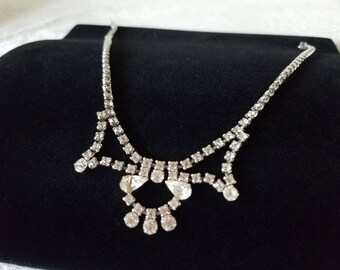 Vintage Rhinestone Necklace, Bridal Jewelry