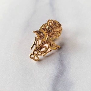 Broche vintage dorado de rosa de Avon &#39;85