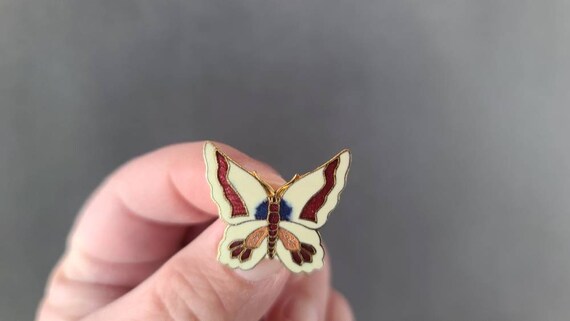 Vintage Cloisonne Butterfly Brooch - image 7