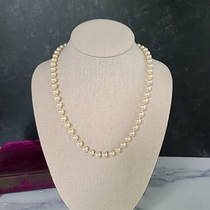 Faux Pearl Beaded Necklace Rhinestone Clasp Vintage, READ