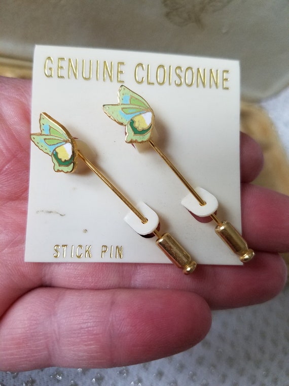 Butterfly Genuine Cloisonne Stick Pins, Vintage, … - image 6