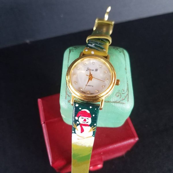 Snowman Christmas Leather Watch