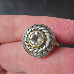 Brighton 925 Sterling Silver Signed Sayan Cable White Topaz Band Ring Size 6 zdjęcie 2