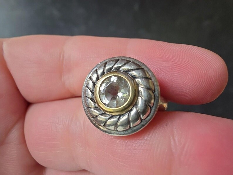 Brighton 925 Sterling Silver Signed Sayan Cable White Topaz Band Ring Size 6 zdjęcie 2