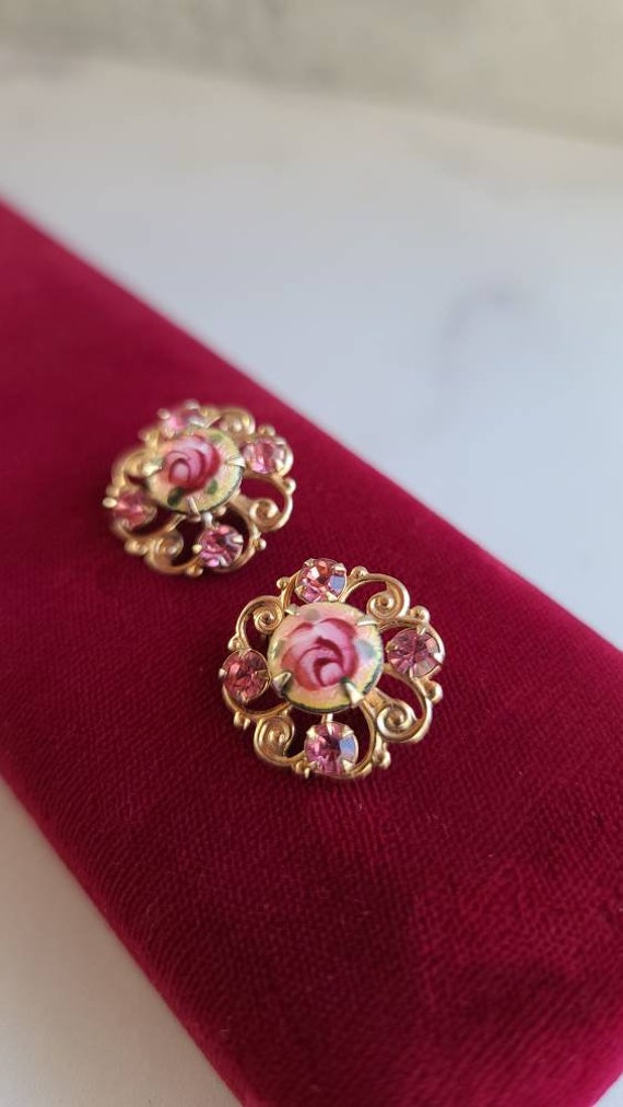 Vintage Guilloche Rose Scatter Pins - image 4