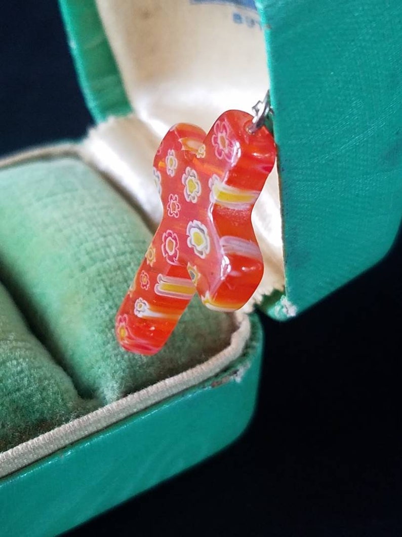 Millefiori Burnt Orange Cross Pendant