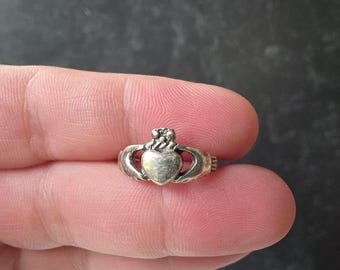 Anillo Claddagh de plata de ley 925, talla US 5.75 Vintage