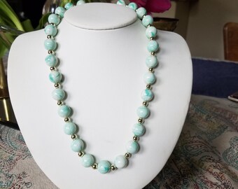 Vintage Marbled Turquoise Single Strand Beaded Necklace