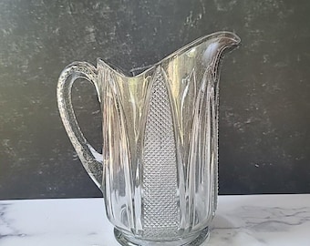 Vintage Clear Glass Pitcher, READ