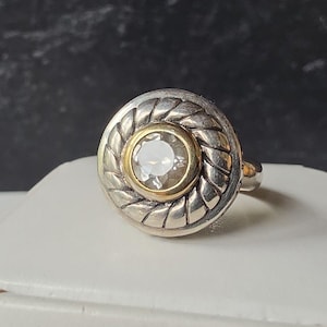 Brighton 925 Sterling Silver Signed Sayan Cable White Topaz Band Ring Size 6 zdjęcie 1