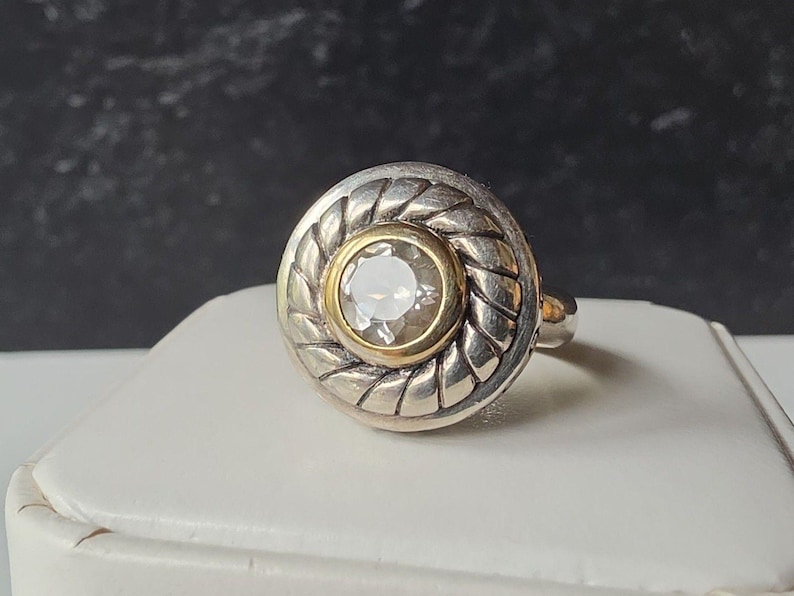 Brighton 925 Sterling Silver Signed Sayan Cable White Topaz Band Ring Size 6 zdjęcie 1