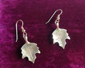 Vintage 925 Maple Leaf Dangling Earrings