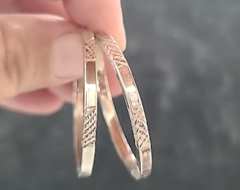 JCM 925 Sterling Silver Etched Hoop Earrings Vintage
