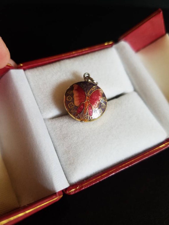 Cloisonne Butterfly Puffed Pendant - image 2