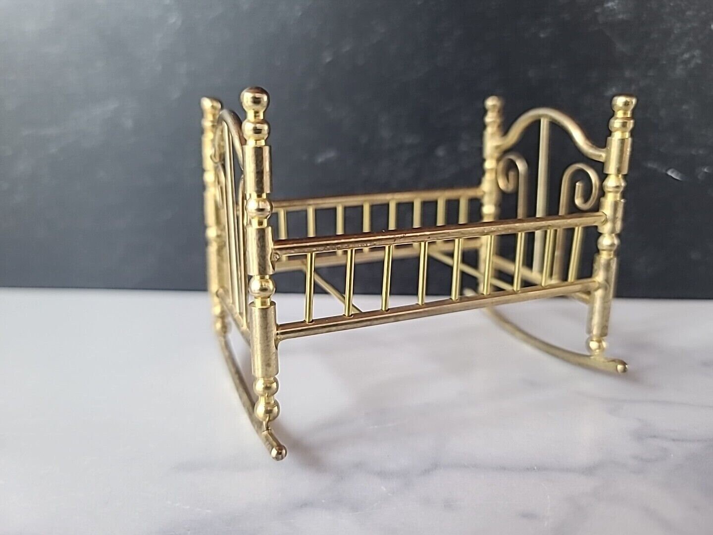 Vintage Brass Small Doll Cradle Etsy