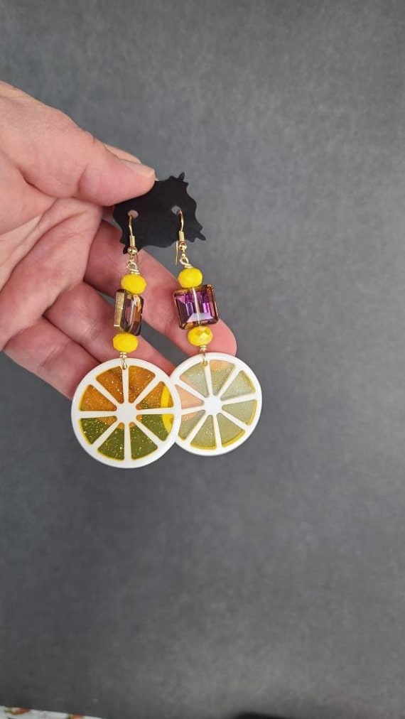 Lemon Slice Dangling Earrings - image 1