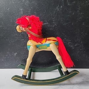 Wooden Rocking Horse Vintage Christmas Decor