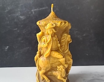 Vela 3D vintage tallada a mano con temática de caza
