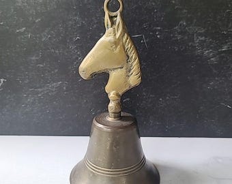 アンティーク真鍮　馬呼び鈴 5インチアンティーク真鍮製馬鈴、乗馬用装飾、馬好きの方へのギフト