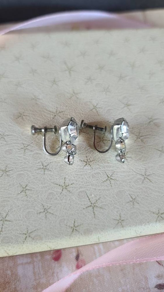 Clear Rhinestone Screwback Earrings - image 6