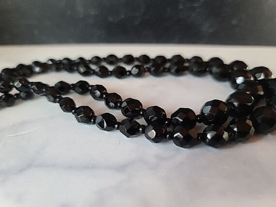 Faceted Black Glass Double Stranded Beaded Neckla… - image 8
