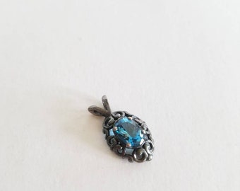 Sterling Silver Blue Glass Pendant