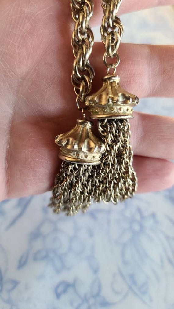 Vintage Lariat Tassel Necklace - image 5