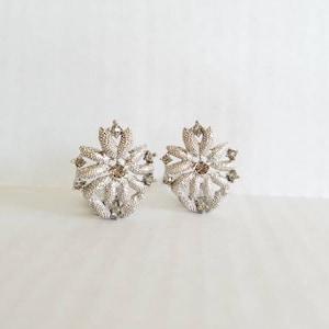 Vintage Silver Tone Rhinestone Clip-on Earrings