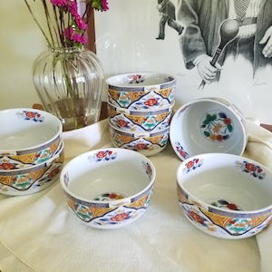 Imari Gohan Gold Trim Floral China Bowls Vintage Cereal Bowls Bohemian