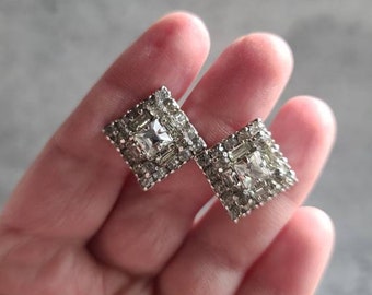 Art Deco Rhinestone Screwback Earrings