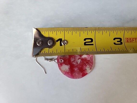 Red And White Circular Shell Dangling Pierced Ear… - image 8
