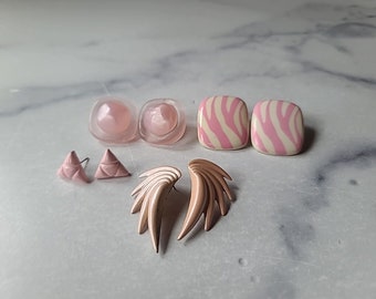 Vintage Pink Stud Earring Lot