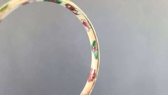 Cloisonne Floral Bangle Bracelet - image 7