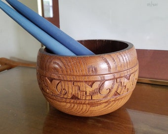 Carved Faux Wood Bowl