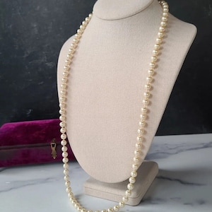 Vintage Hand Knotted Faux Pearl Necklace