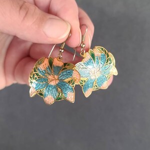 Cloisonne Floral Dangling Earrings image 3