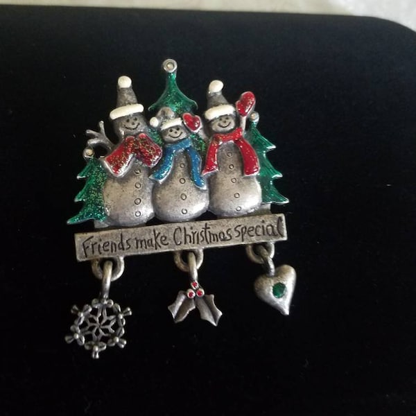 Pewter Christmas Brooch, "Friends Make Christmas Special" AJMC Brooch