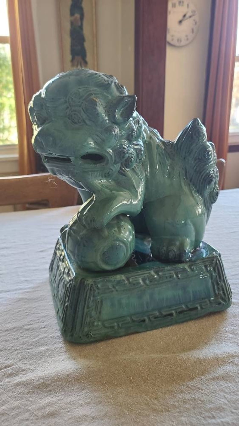 Midcentury Ceramic Foo Dog Statue Etsy