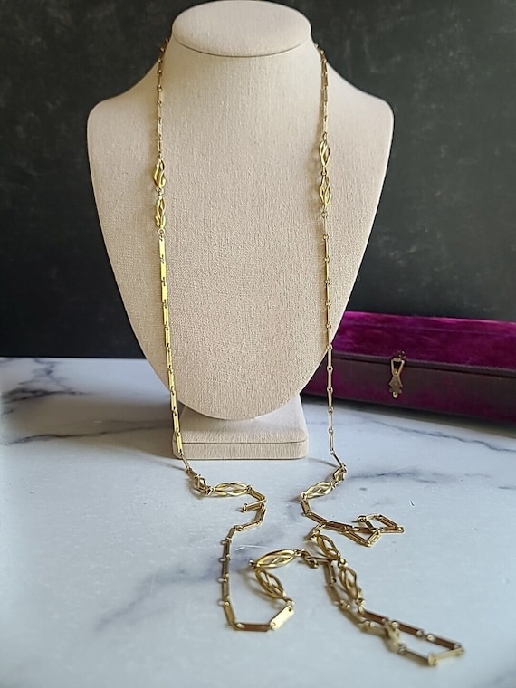 Gold Tone Metal Link Chain Necklace Vintage