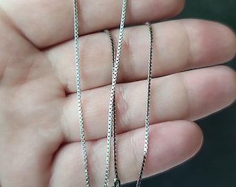 16+2”, Vintage Italian Sterling Silver 925 Box Chain Necklace