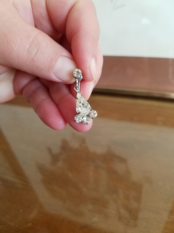 Clear Rhinestone Dangling Drop Screwback Earrings - image 10