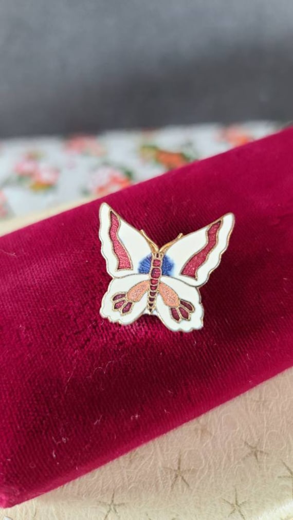 Vintage Cloisonne Butterfly Brooch - image 1