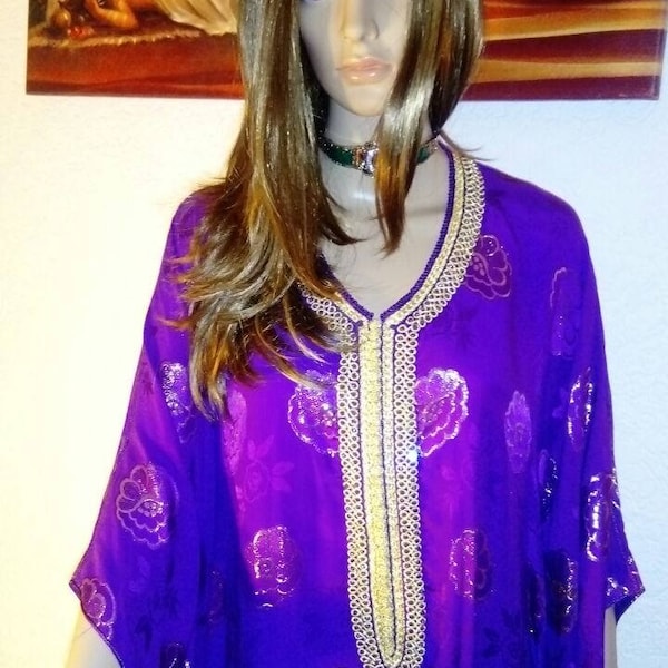 Robe Kaftan Faracha Maxi pour femme en violet Robe de soirée pour femme Festive Arabe Abaya Caftan Marocain Gandora Taille 38/44