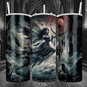 Gothic Fairy Dreamcatcher Tumbler Wrap, 20oz Skinny Tumbler PNG, Digital Download Tumbler Sublimation, Seamless Tumbler Wrap Design