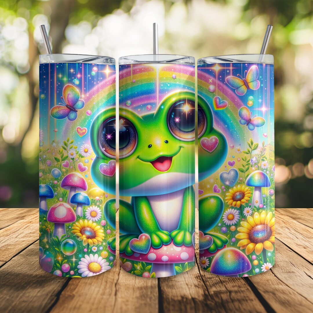 Cute Kawaii Frog 20oz Skinny Tumbler Wrap, Digital Download Seamless ...