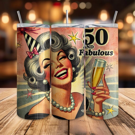 50歳と素敵なタンブラーPNG、50歳の誕生日のタンブラーラップ 